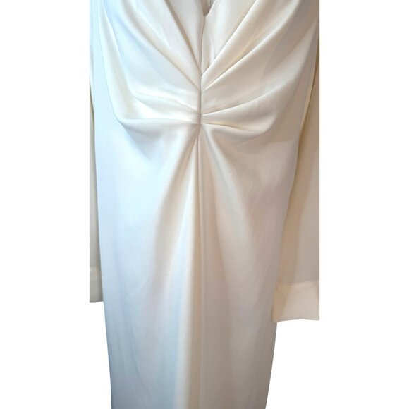 2/$30 Zara Small Cream Long Sleeve Drape Flowy Front Midi Dress Polyester - Picture 11 of 16